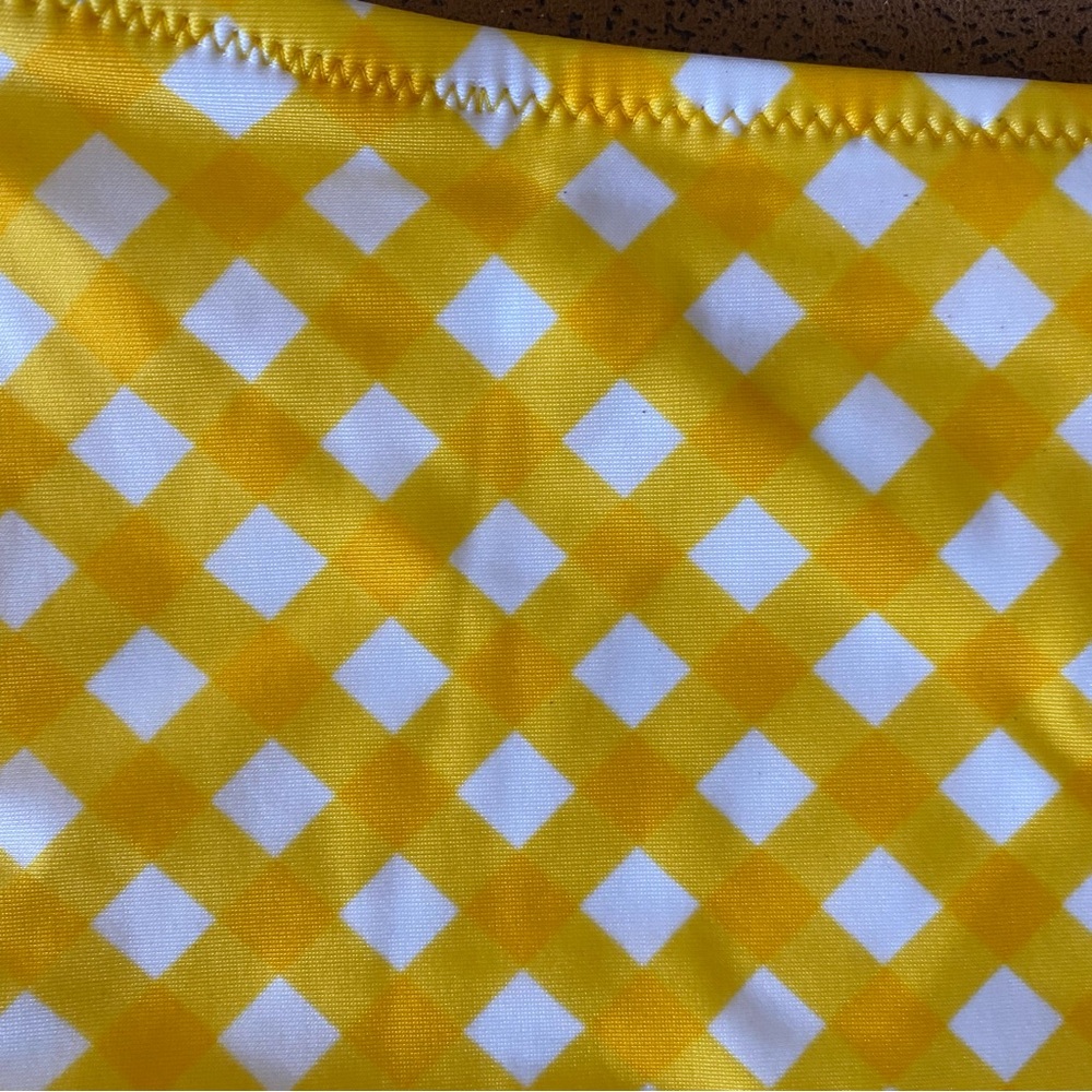 High Waist Gingham Yellow Swim Bottom - Picture 2 of 10
